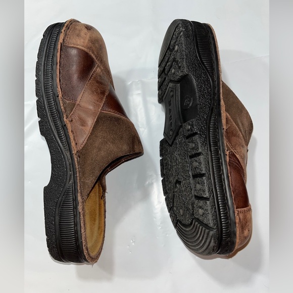 NAOT brown patchwork chunky leather suede Slip On shoes Mule Clogs EURO 37, Sz 7 - Picture 4 of 16